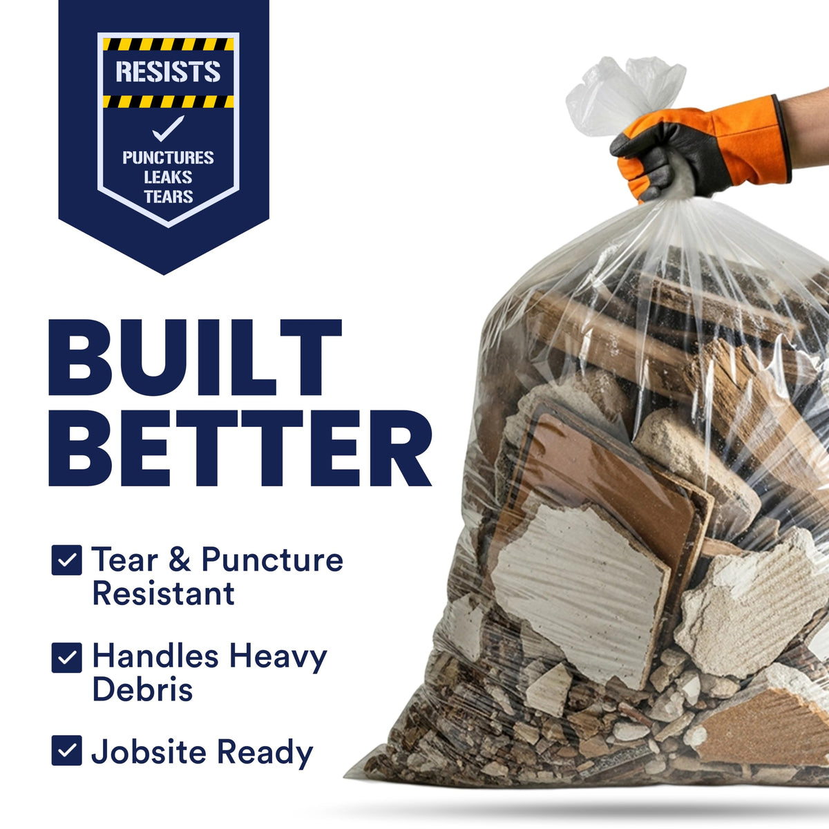 42 Gallon Clear Heavy Duty Trash Bags 4.0 Mil 50 Case M674452