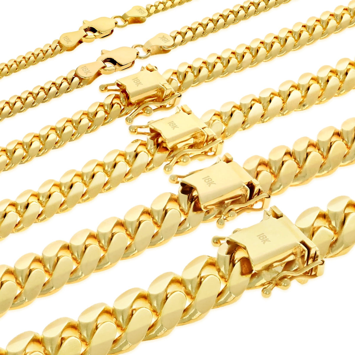 18K Yellow Gold Cuban Link Chain Necklace P621