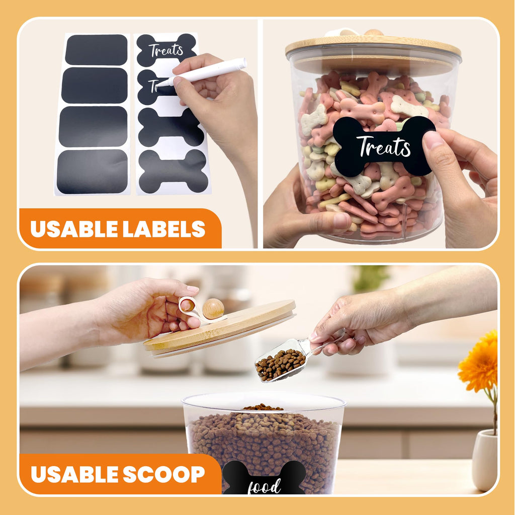 3 Pack Airtight Dog Food Storage Container with Bamboo Lids X7863