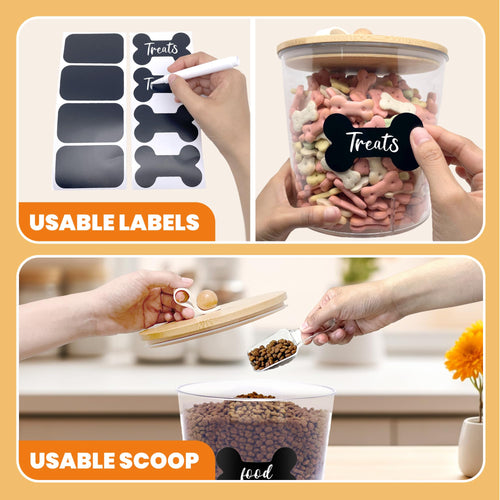 3 Pack Airtight Dog Food Storage Container with Bamboo Lids X7863