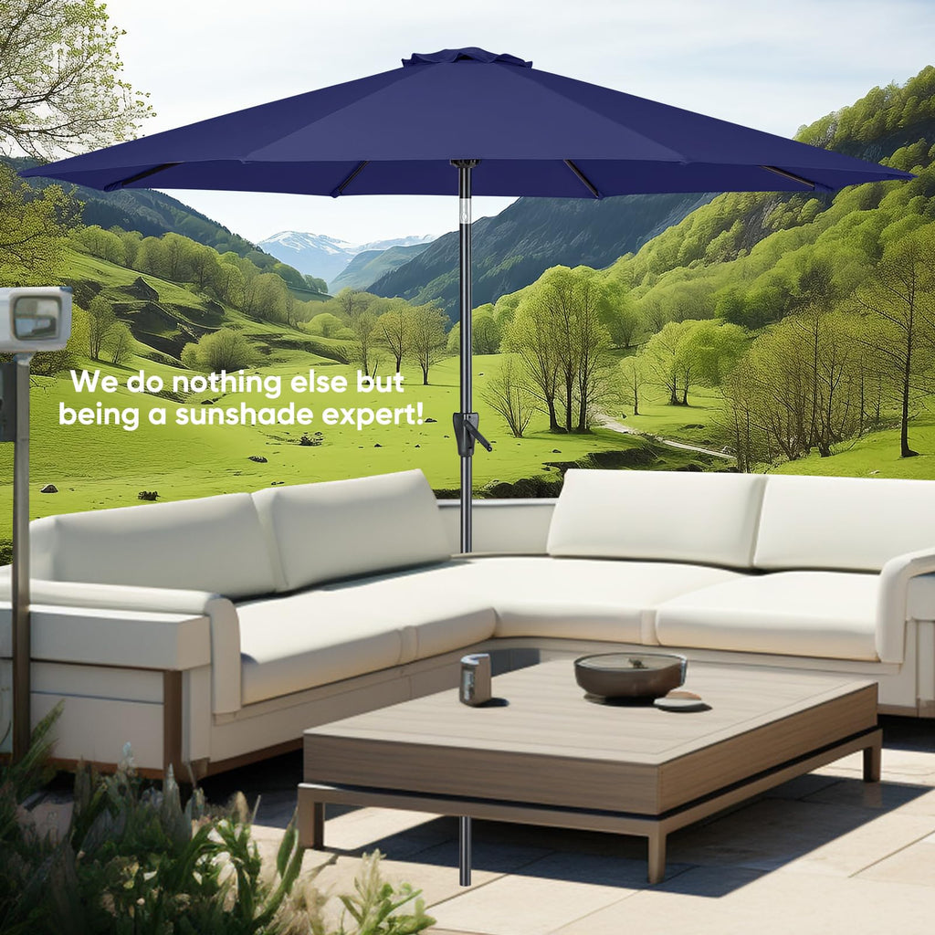 Patio Market Outdoor Table Umbrella with Push Button Tilt and Crank X486