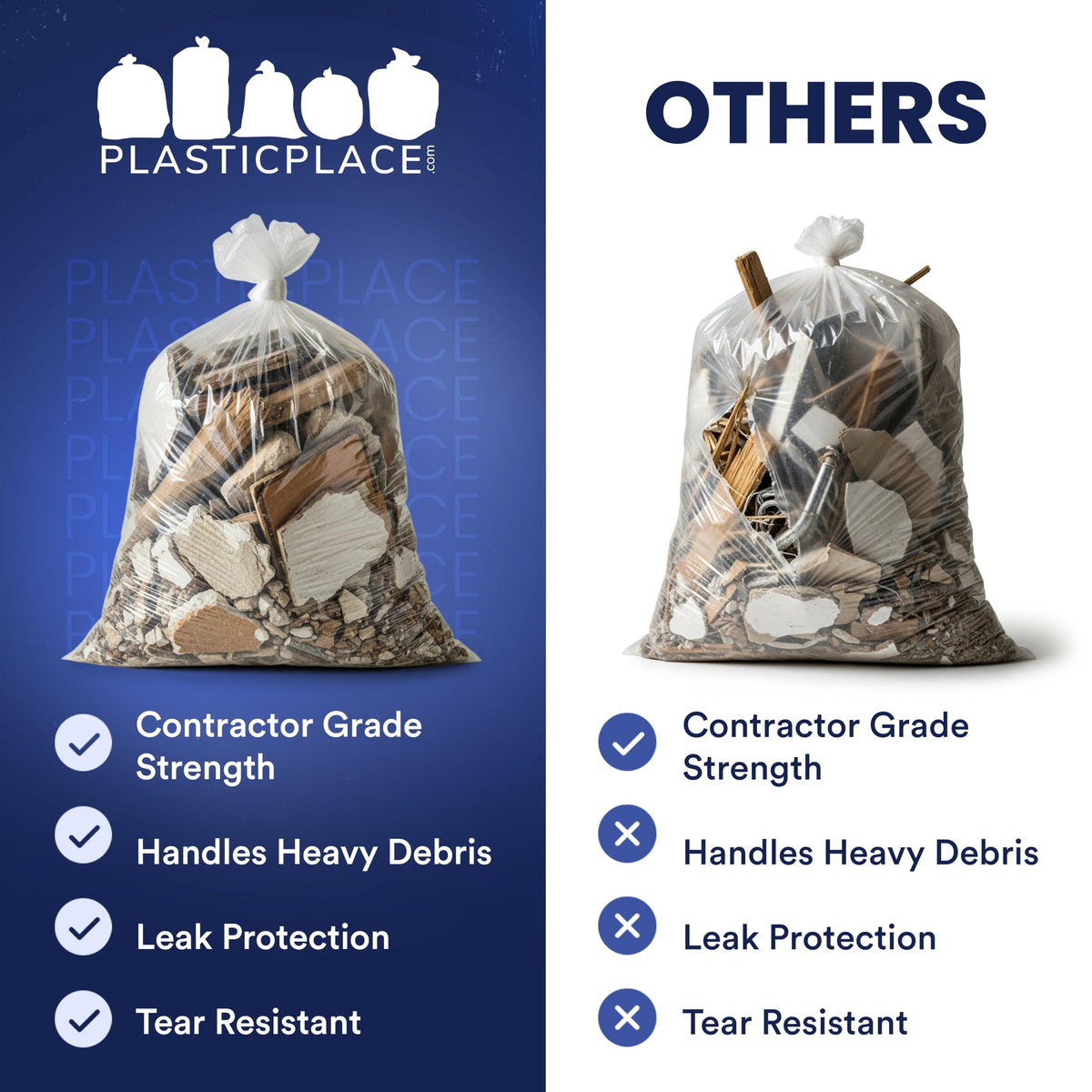 42 Gallon Clear Heavy Duty Trash Bags 4.0 Mil 50 Case M674452