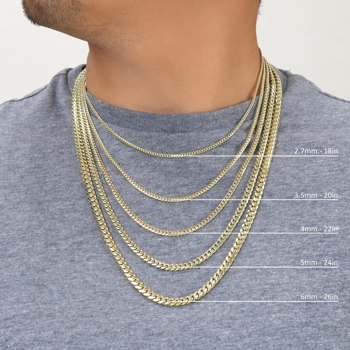 18K Yellow Gold Cuban Link Chain Necklace P621