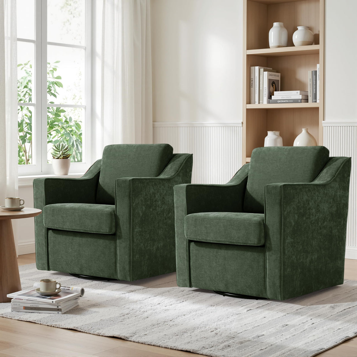 Green Swivel Accent Chairs Set of 2 R6247