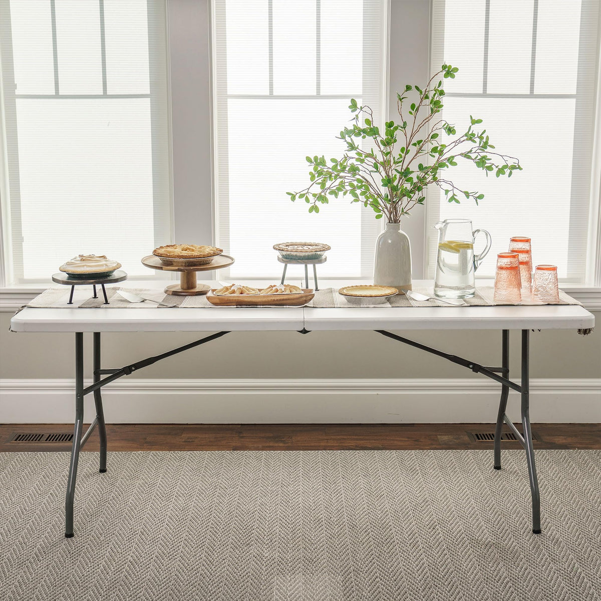 Portable Fold-in-Half Banquet Table 300 Lb Capacity White 6 Ft K23502